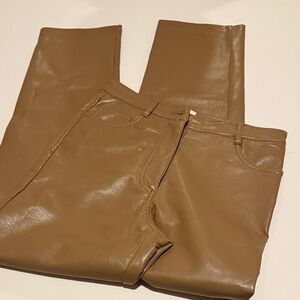 Wilfred Camel Faux Leather Trousers